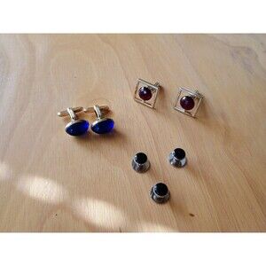 Swank And Hickock Cufflinks With Button Studs Vintage Multicolor